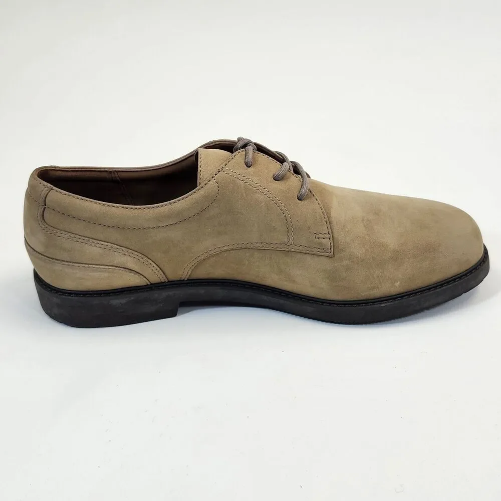 Rockport Mens 10M Beige Nubuck Leather Derby Shoes Casual Lace Up Comfort Oxford